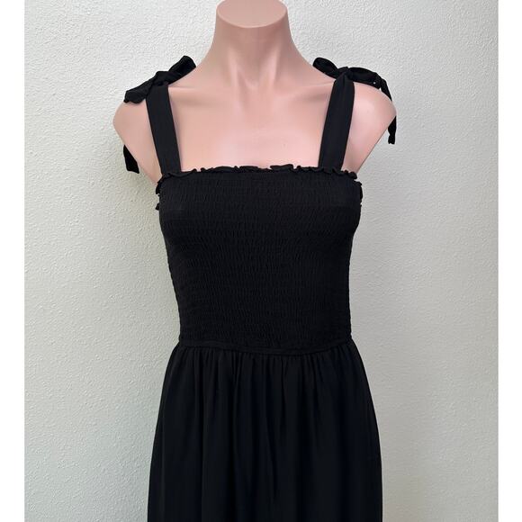 Zesica Women’s Black Tie-Strap Smocked Maxi Dress US S - Picture 6 of 15
